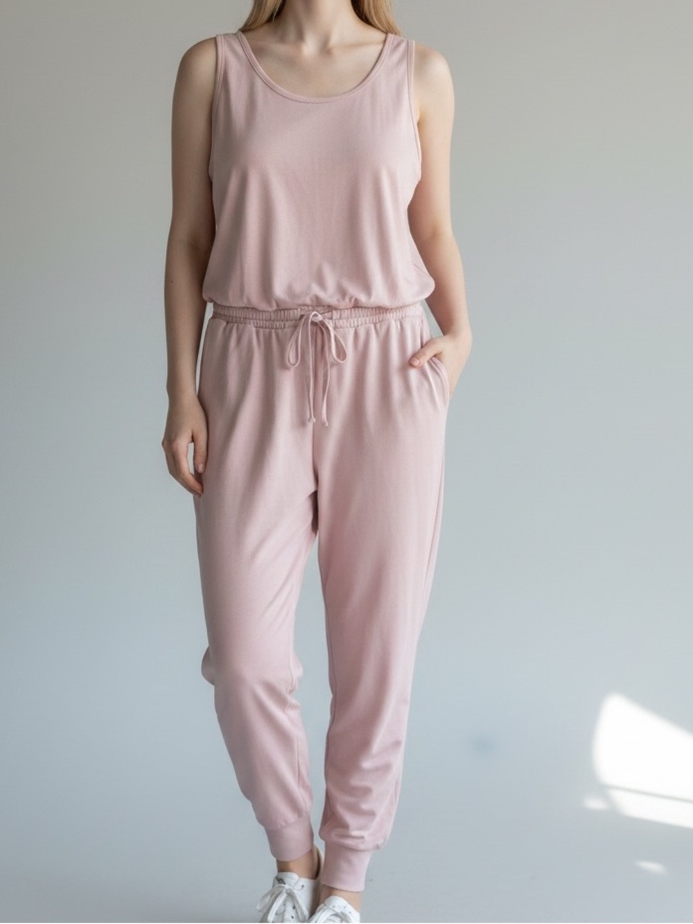 Natori Blush Pink Sleeveless Jogger Jumpsuit NWOT
